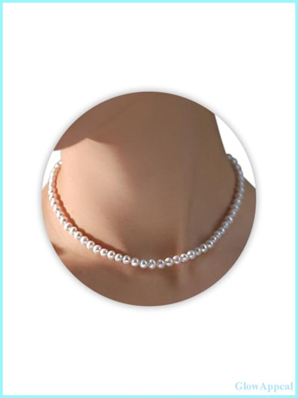 6mm Dainty Pearl Choker Necklace Stainless Steel Chain Women